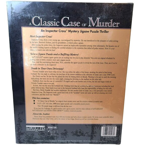 VTG 1993 Classic Case of Murder BEPUZZLED Mystery Jigsaw Puzzle Thriller Sealed - Picture 2 of 5